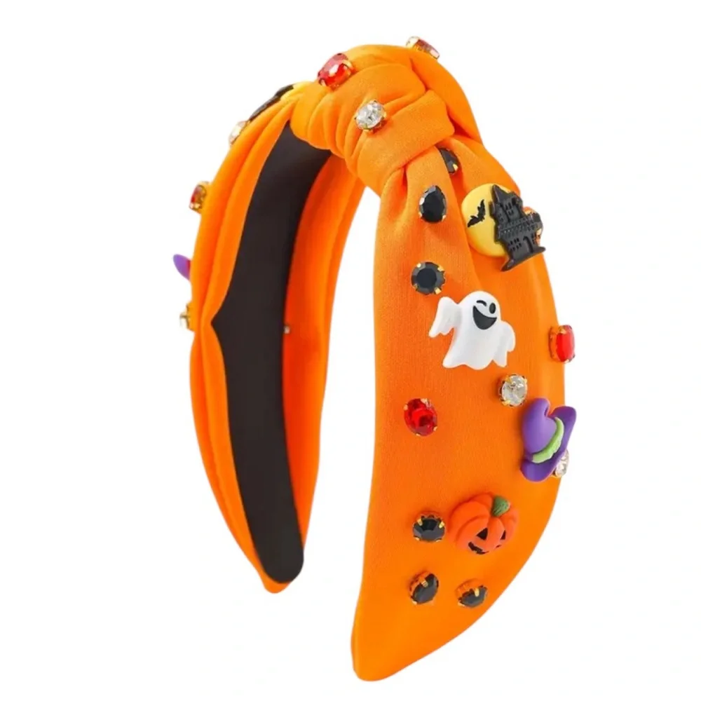 Orange Halloween Embellished Headband